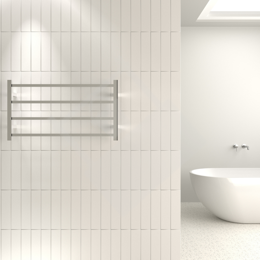 Thermogroup 4 Bar Straight Square Ladder Heated Towel Rail - Polished Stainless Steel