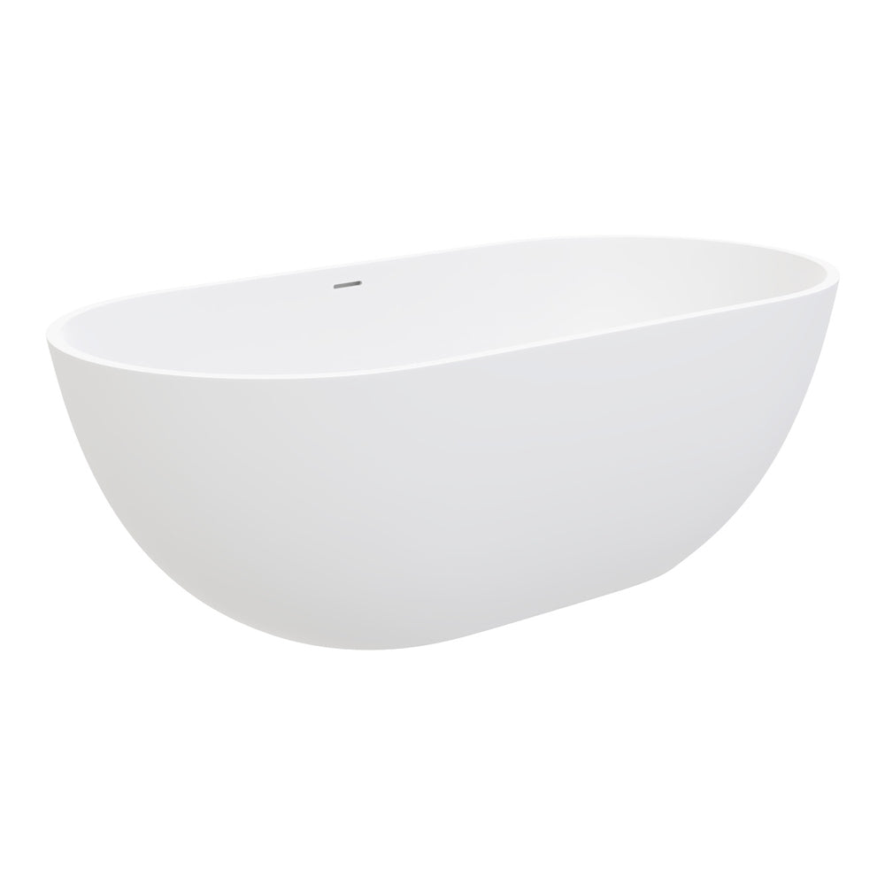 Fienza Nero Freestanding Stone Bath 1550mm - Matte White