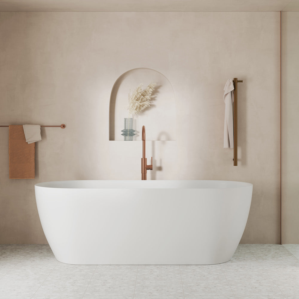 Fienza Nero Freestanding Stone Bath 1780mm - Matte White