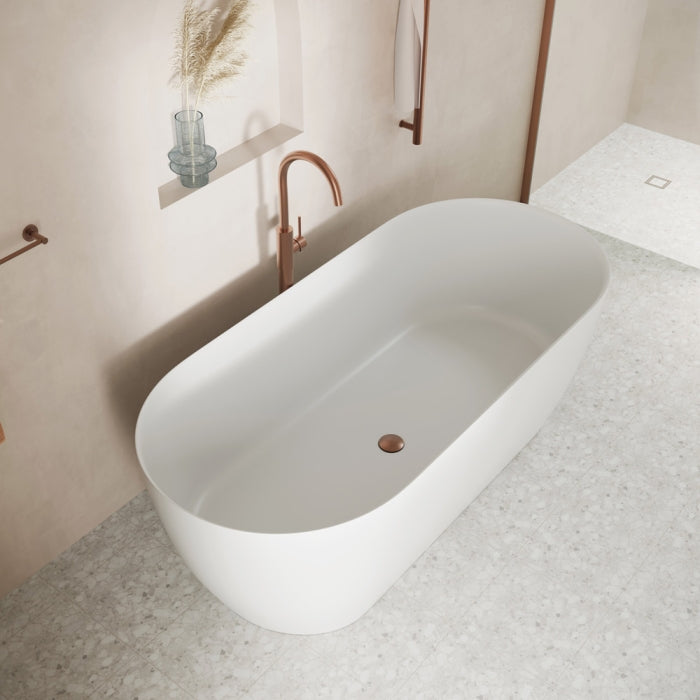 Fienza Nero Freestanding Stone Bath 1780mm - Matte White