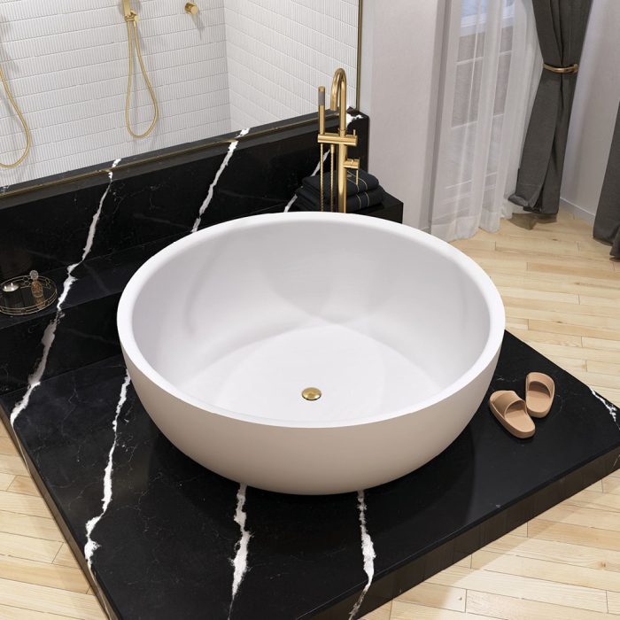 Fienza Shinto Freestanding Stone Bath 1350mm - Matte White