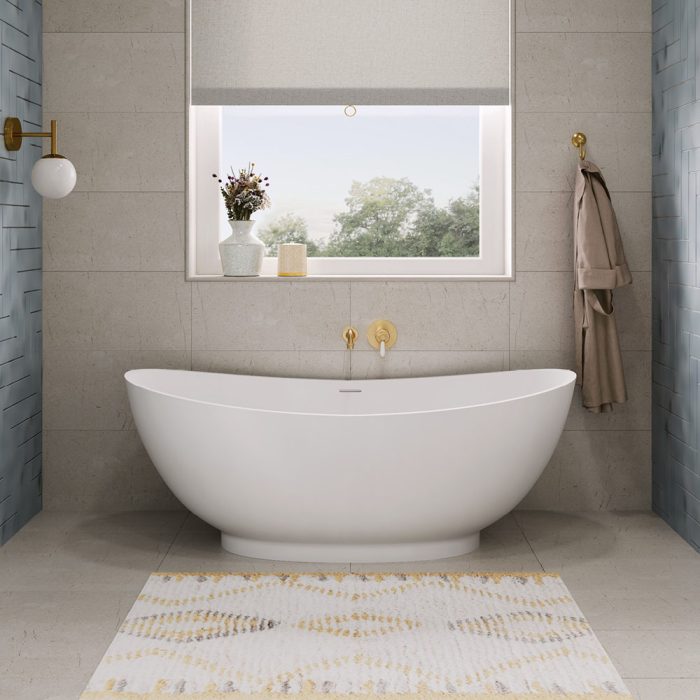 Fienza Antonia Freestanding Stone Bath 1550mm - Matte White