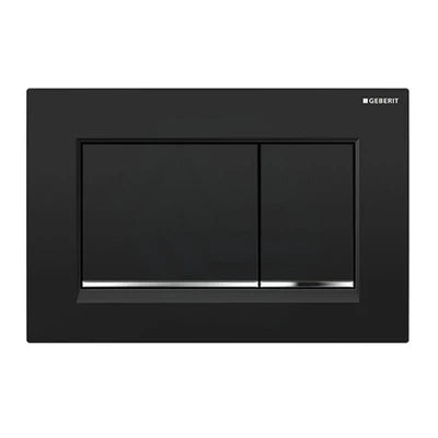 Geberit Sigma30 Dual Flush Button - Black Plate with Chrome Trim