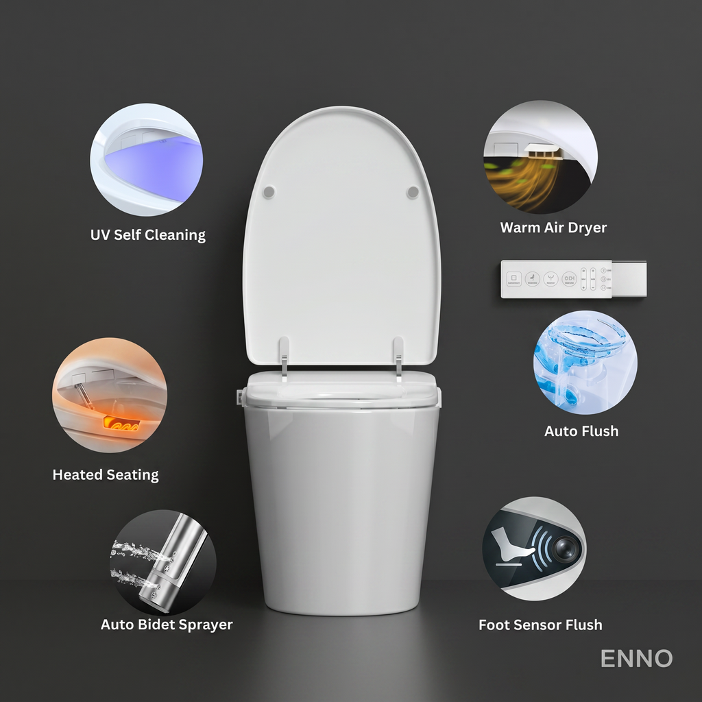 Enno Smart Electric Wall Faced Toilet - Gloss White