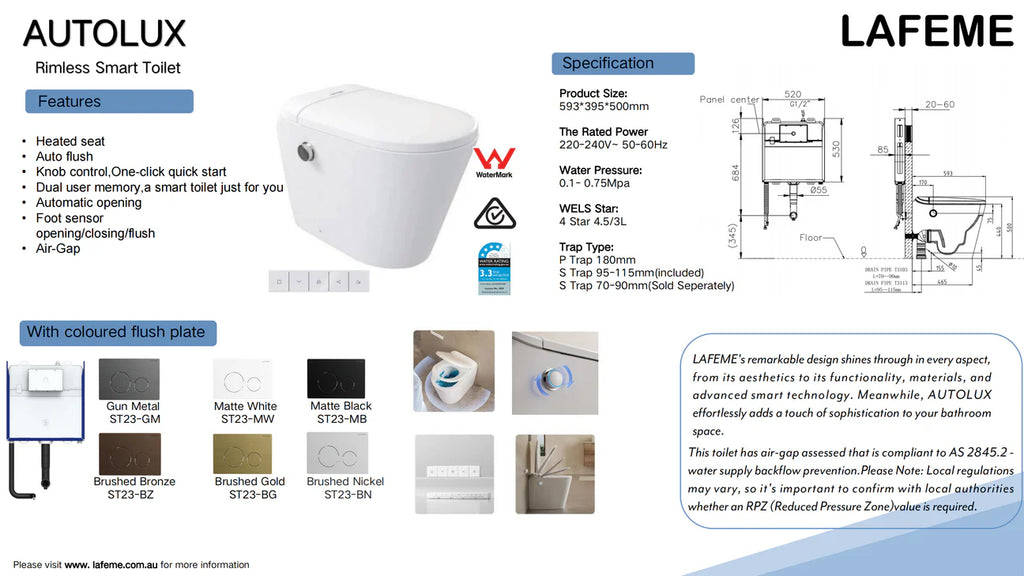 Lafeme Autolux Rimless Smart Toilet