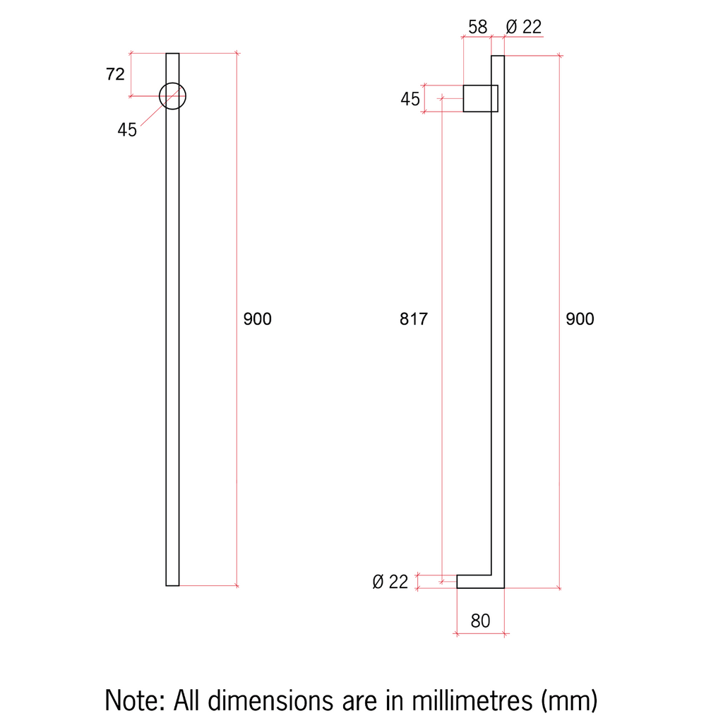 Thermogroup Vertical Heated Towel Rail - Brushed Nickel