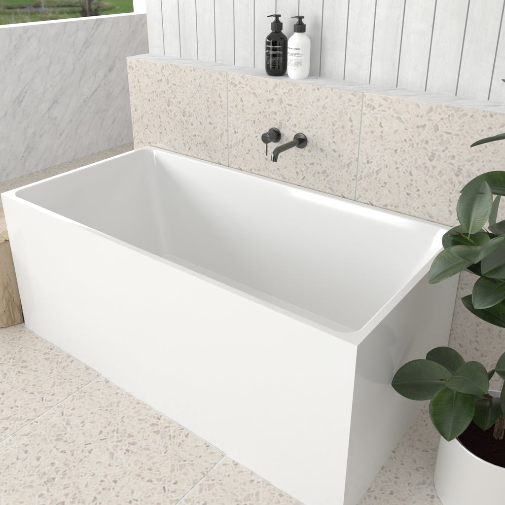 Orta Multi Fix Corner Back To Wall Freestanding Bathtub - Gloss White