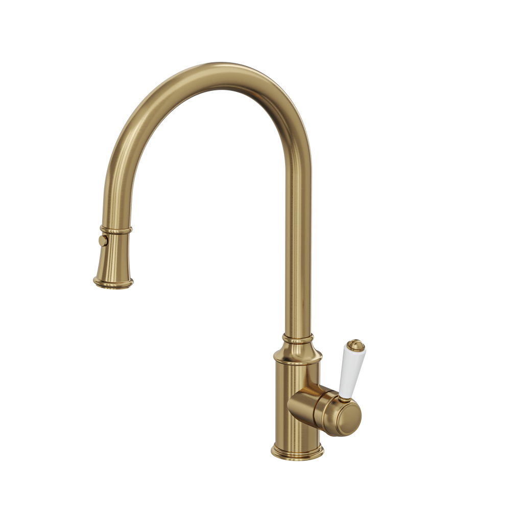 Linsol Tommy Vintage Pull Down Kitchen Sink Mixer Brushed Brass