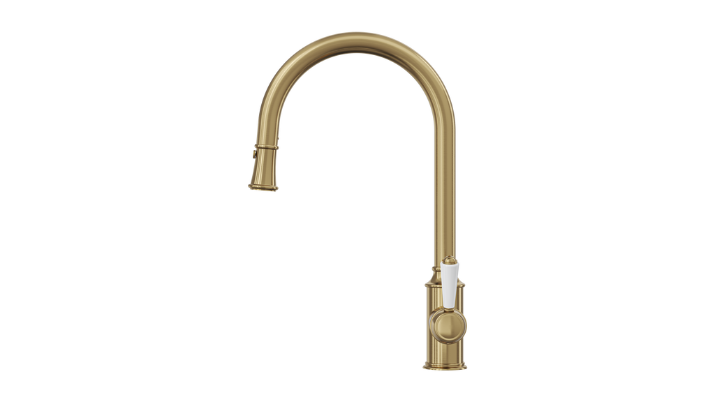 Linsol Tommy Vintage Pull Down Kitchen Sink Mixer Brushed Brass