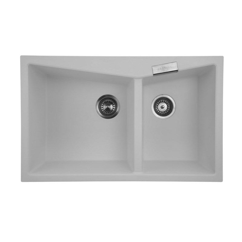 Granite 800x500mm Double Bowl Kitchen Sink - White