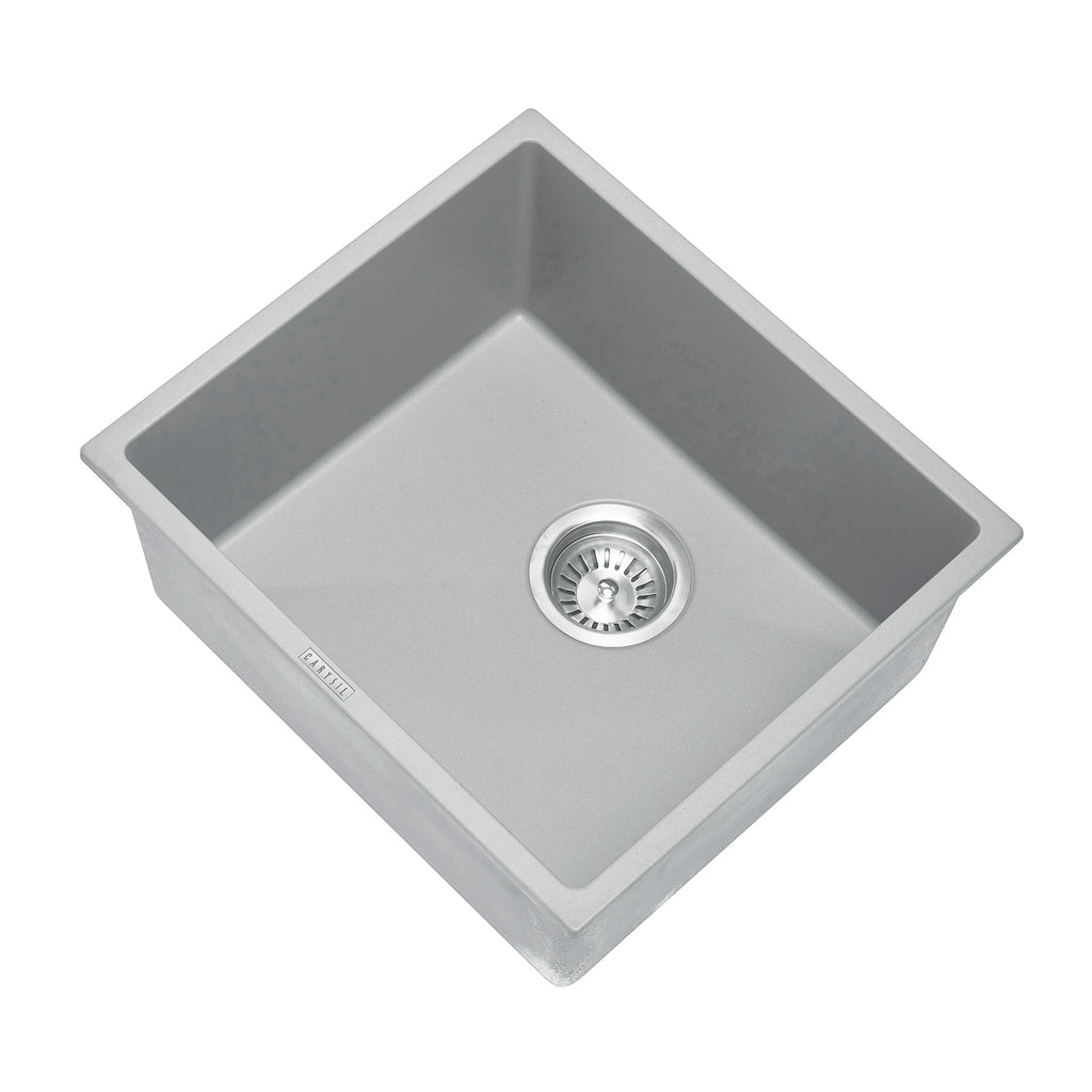 Granite Single Bowl Kitchen Sink 457x406mm - Concrete Grey