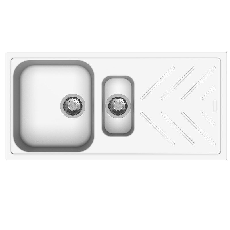 Granite 1000X500mm 1 & 1/4 Bowl Kitchen Sink - White