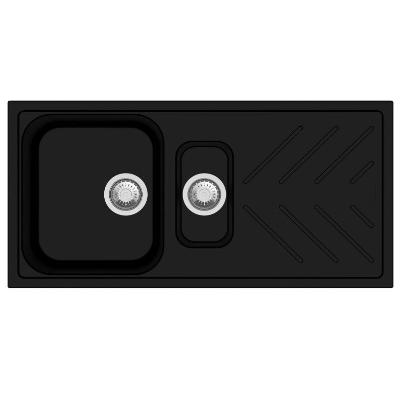 Granite 1000X500mm 1 & 1/4 Bowl Kitchen Sink - Black