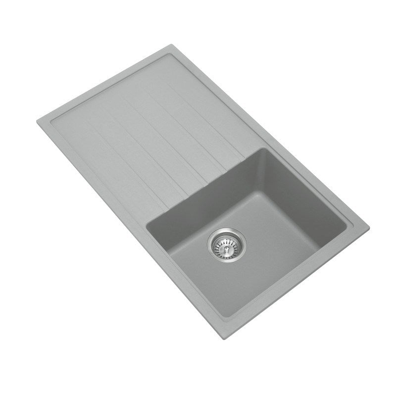 Granite Single Bowl Kitchen Sink 860x500mm - Concrete Grey
