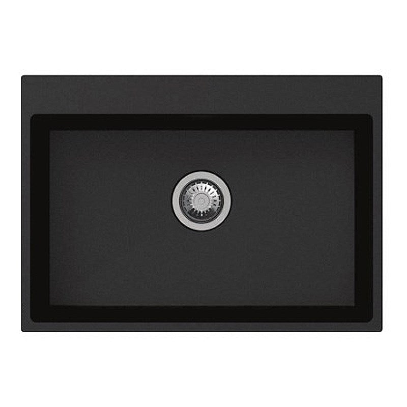 Granite Single Bowl Kitchen Sink 680x500x220mm - Black