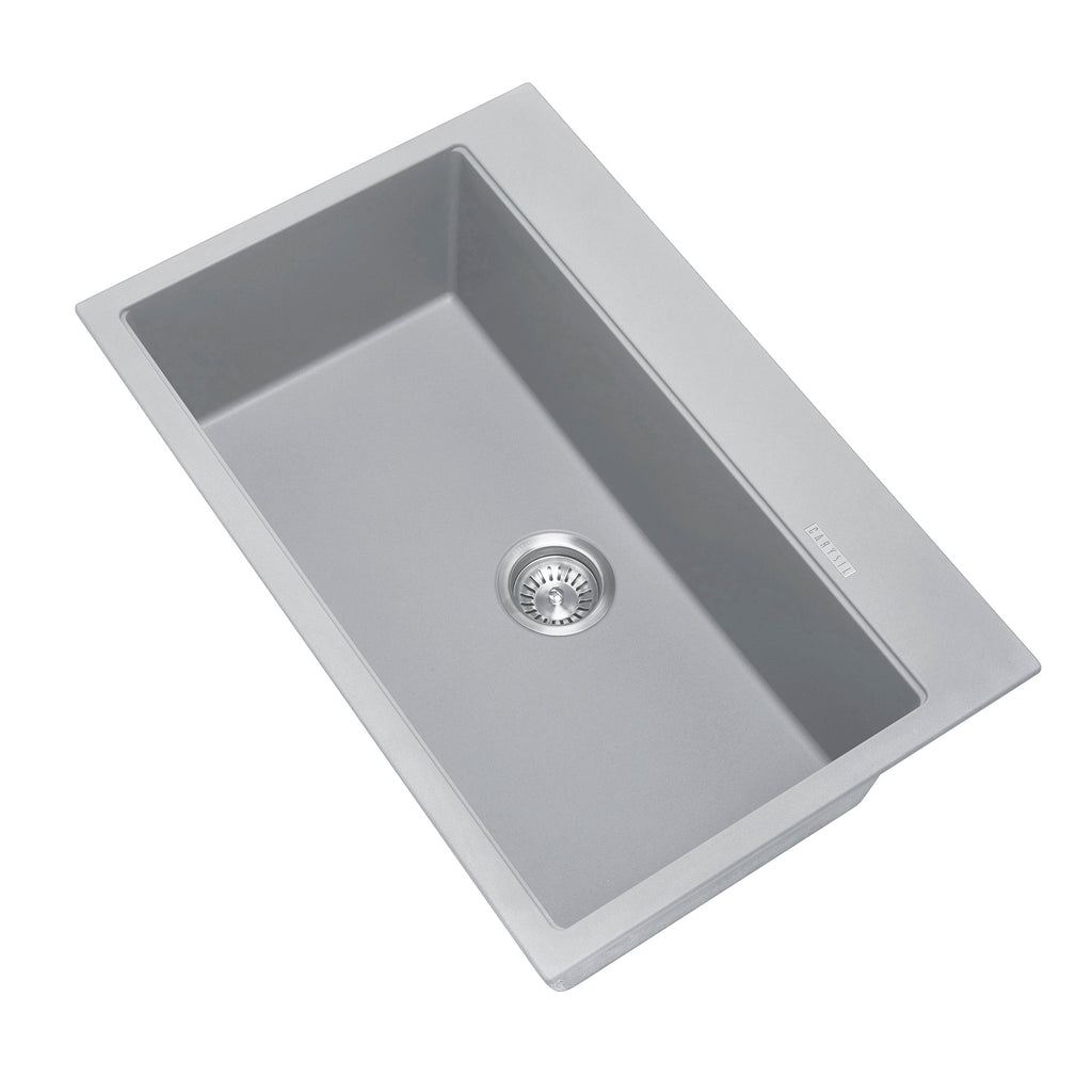 Granite Single Bowl Kitchen Sink 780x510x220mm - Concrete Grey