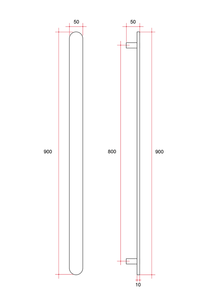 Thermogroup 12V Flat Pill Single Bar Vertical Heated Towel Rail - Brushed Brass