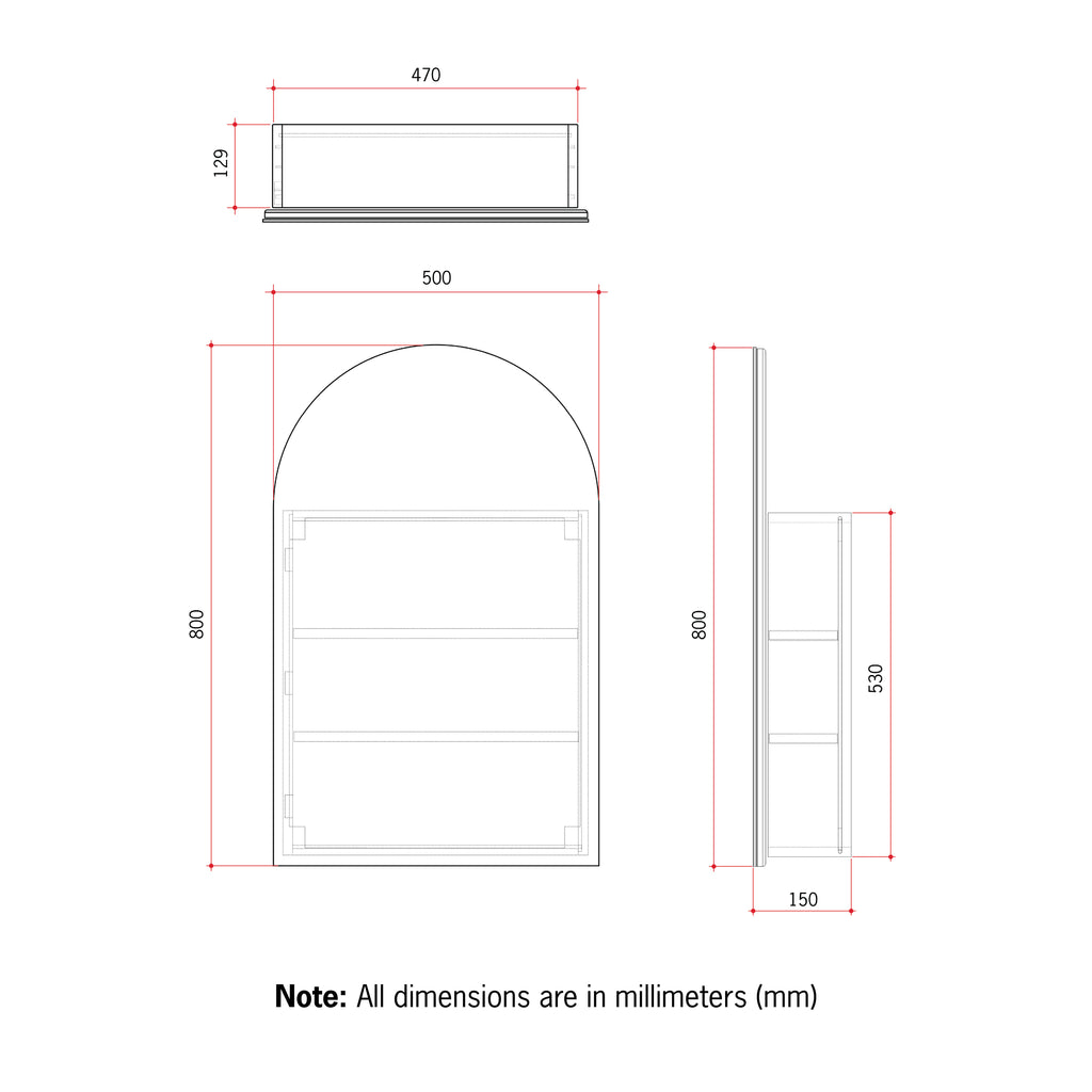 Thermogroup Ablaze Vienna Arch Mirror Cabinet - White
