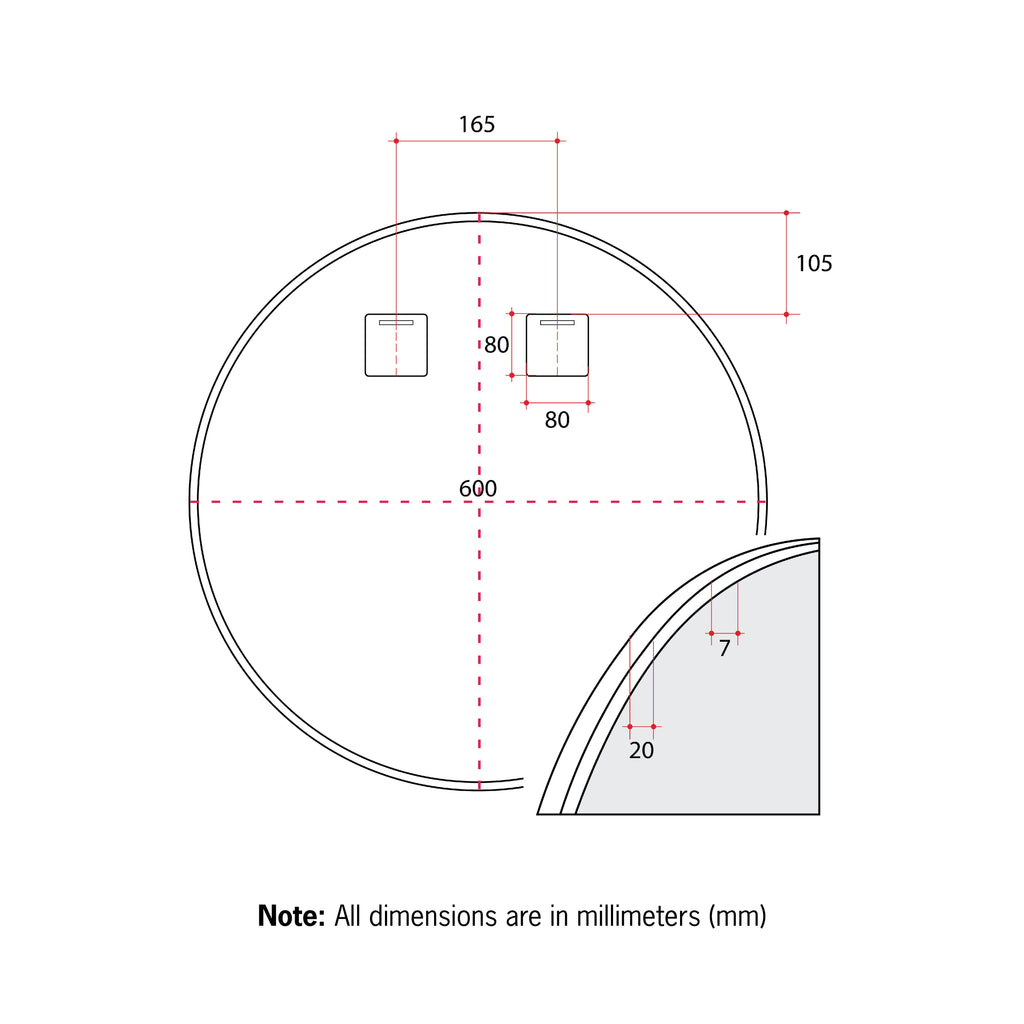 Thermogroup Ablaze Gerogia Round Framed Mirror - White