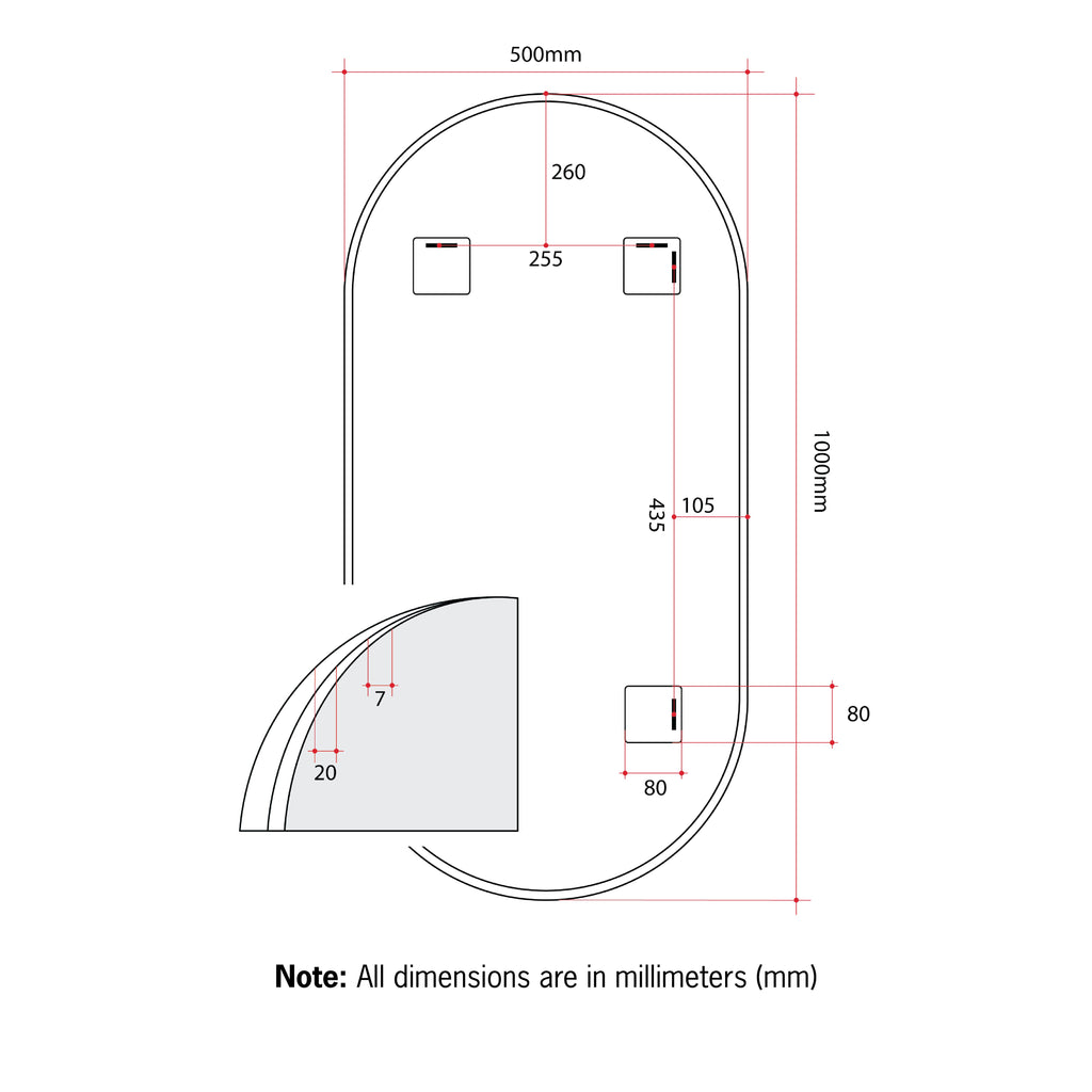 Thermogroup Ablaze Havana Pill Framed Mirror - White