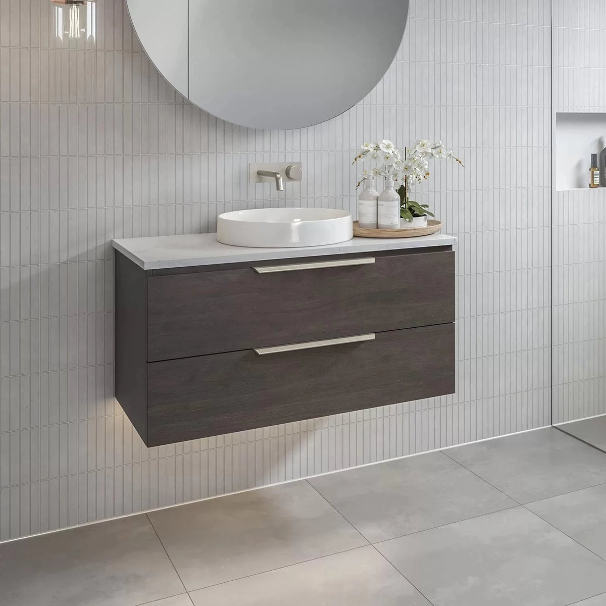 Timberline Ashton Wall Hung Vanity with Silksurface Top & Basin Wellsons