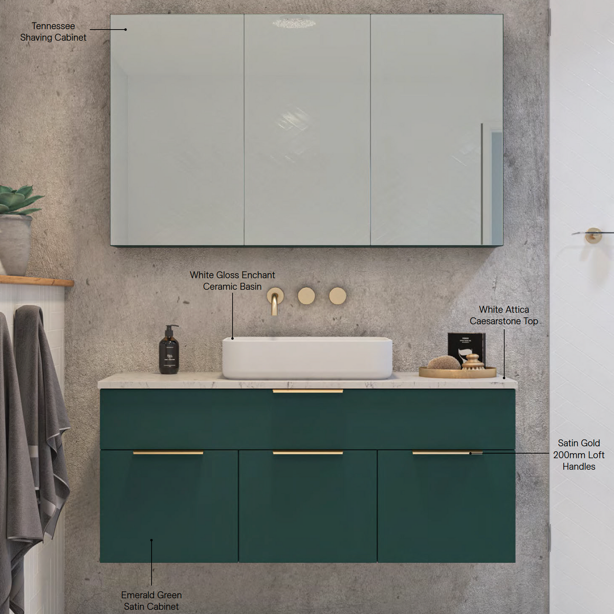 Timberline Taylor Wall Hung Vanity with SilkSurface Top & Basin Wellsons