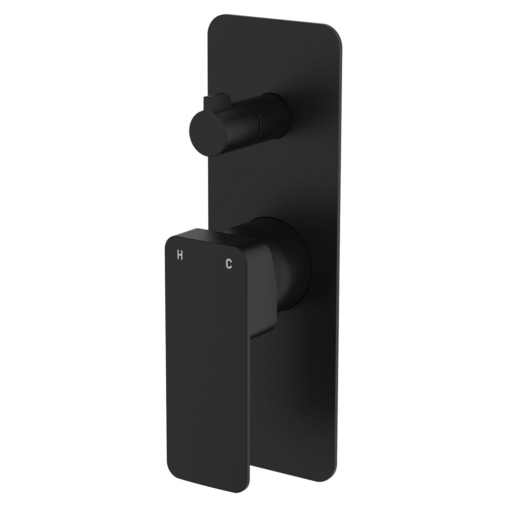 Fienza Tono Rectangular Plate Wall Mixer Diverter - Matte Black