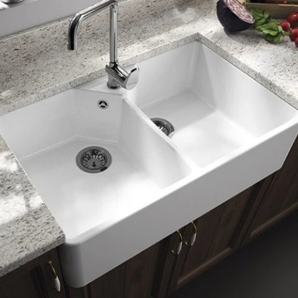 Turner Hastings Chester 80x50 1TH Double Bowl Fireclay Sink incl. Overflow Kit