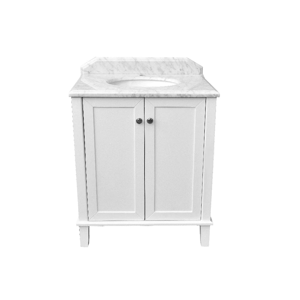Turner Hastings Coventry 75x55 White Vanity with Marble Top - 1 Taphole