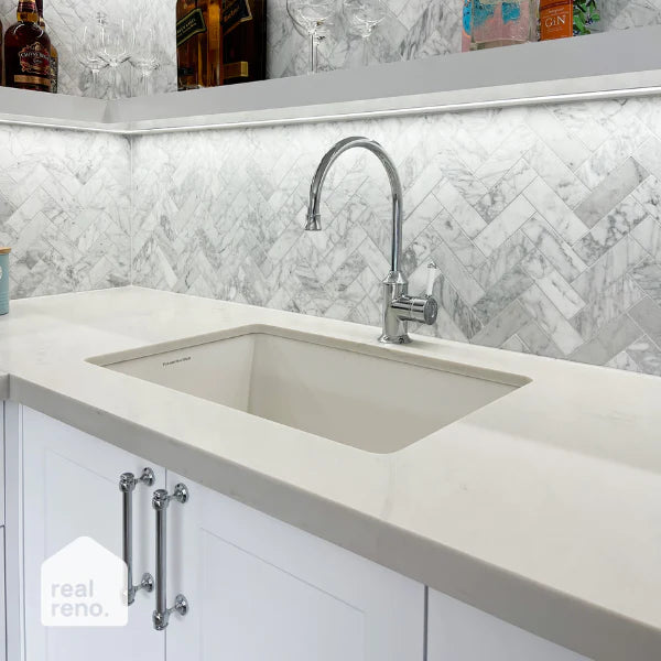 Turner Hastings Cuisine 68x48 Inset / Undermount Fireclay Sink - Gloss White