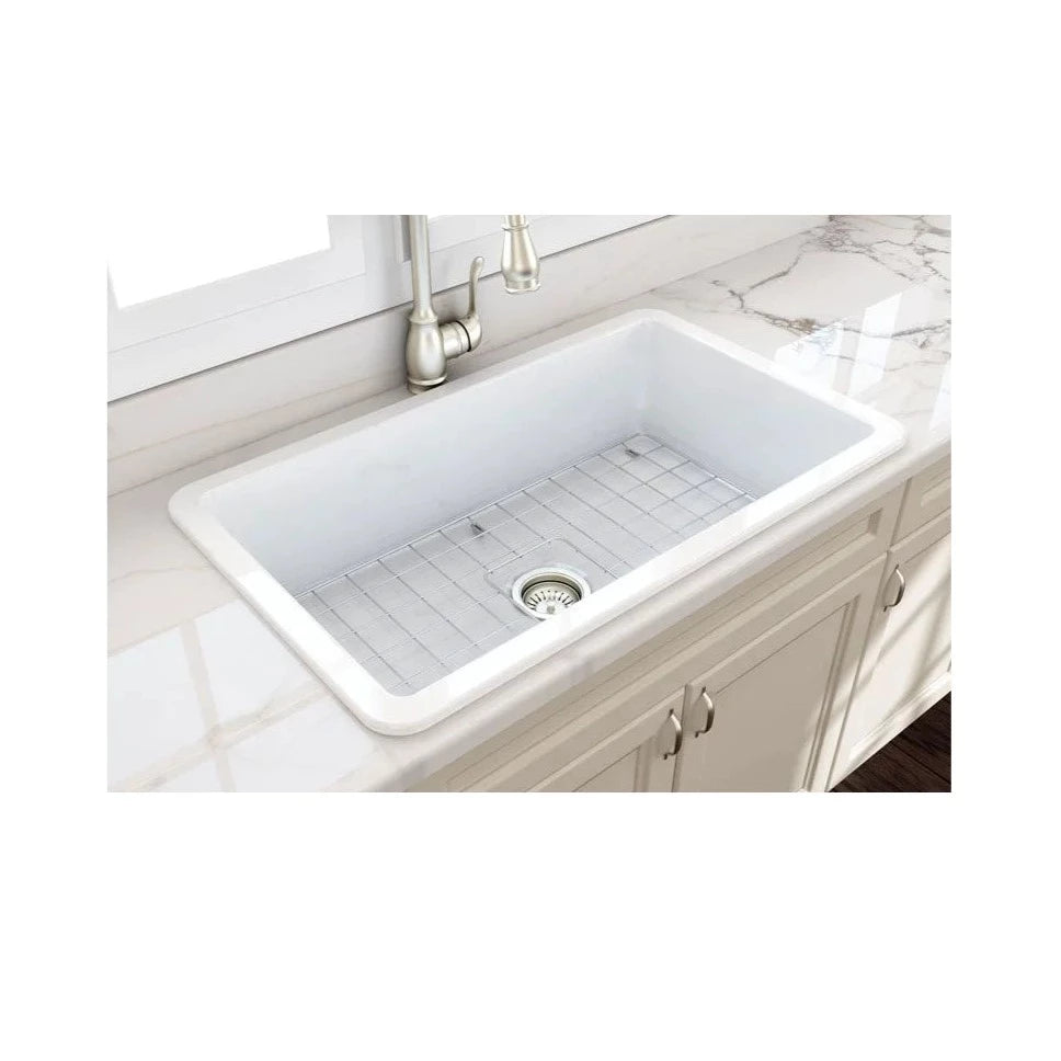 Turner Hastings Cuisine 81x48 Inset / Undermount Fireclay Sink - Gloss White