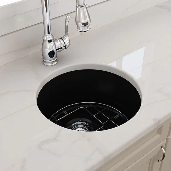 Turner Hastings Cuisine Round 47 Inset / Undermount Fireclay Sink - Matte Black