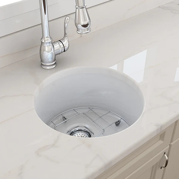 Turner Hastings Cuisine Round 47 Inset / Undermount Fireclay Sink - Gloss White