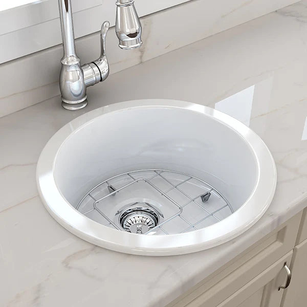 Turner Hastings Cuisine Round 47 Inset / Undermount Fireclay Sink - Gloss White