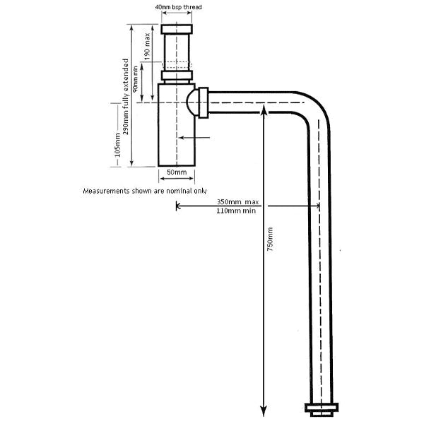 Turner Hastings Deluxe Adjustable Bottle S Trap - Brushed Nickel
