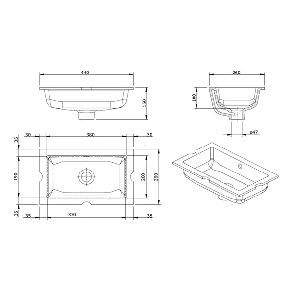 Turner Hastings Mini Agres 44x26 Under Counter Basin