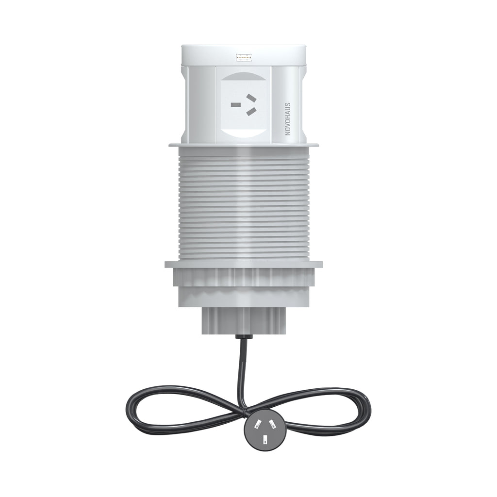 Quad Sided Pop Up Power Outlet With USB - White