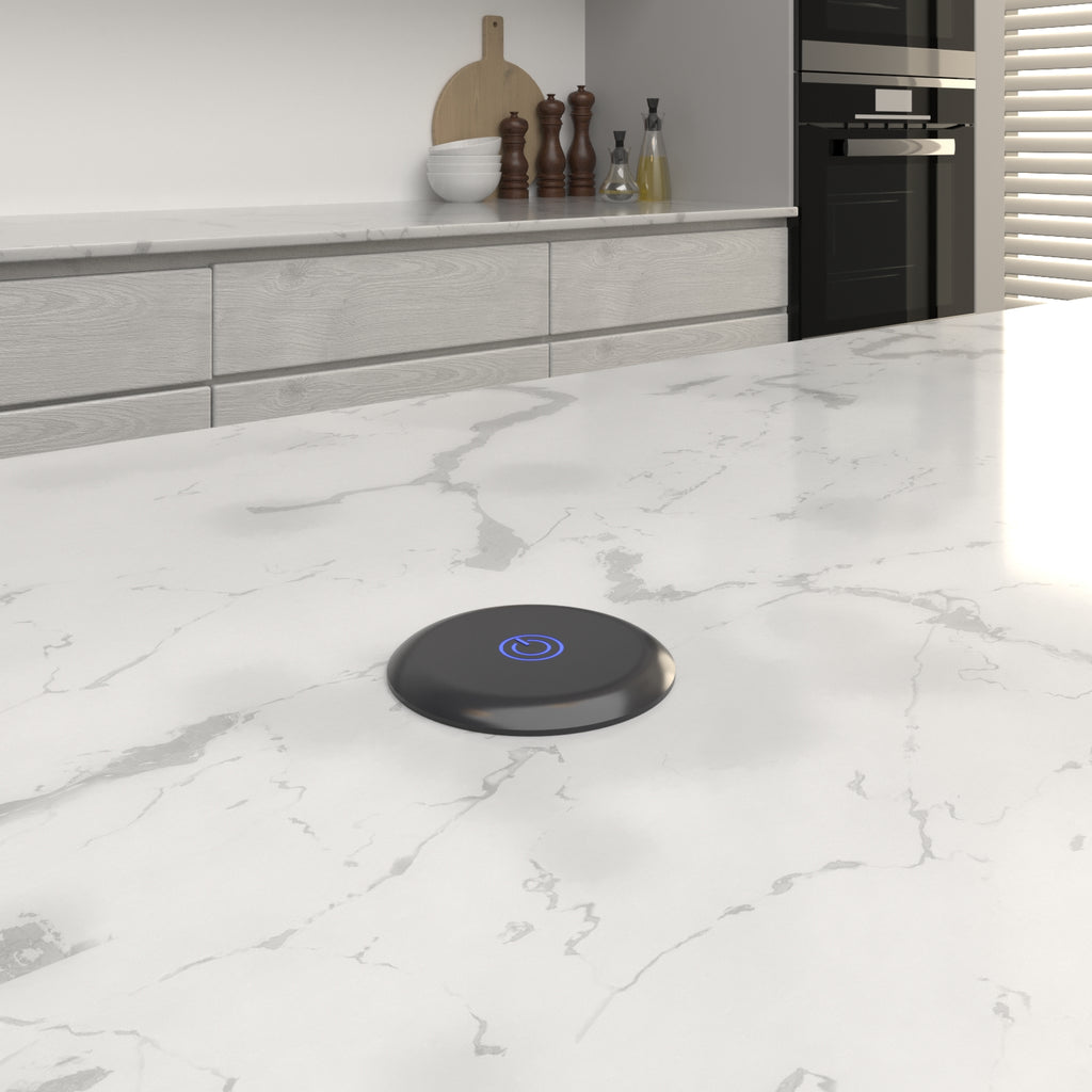 Motorised Pop Up Bench Power Point With USB - Black 65mm