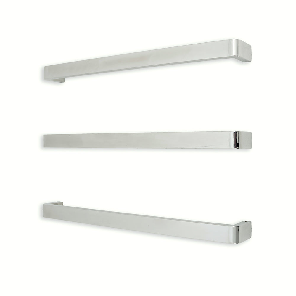 Radiant Heating Curved Edge Single Bar 12V Heated Towel Rail Polished 650