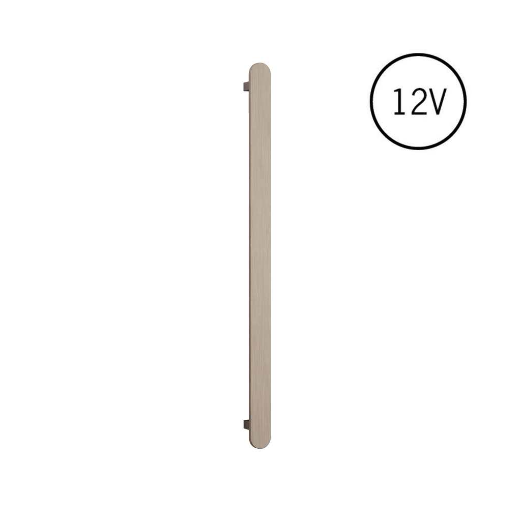 Thermogroup 12V Flat Pill Single Bar Vertical Heated Towel Rail - Brushed Nickel