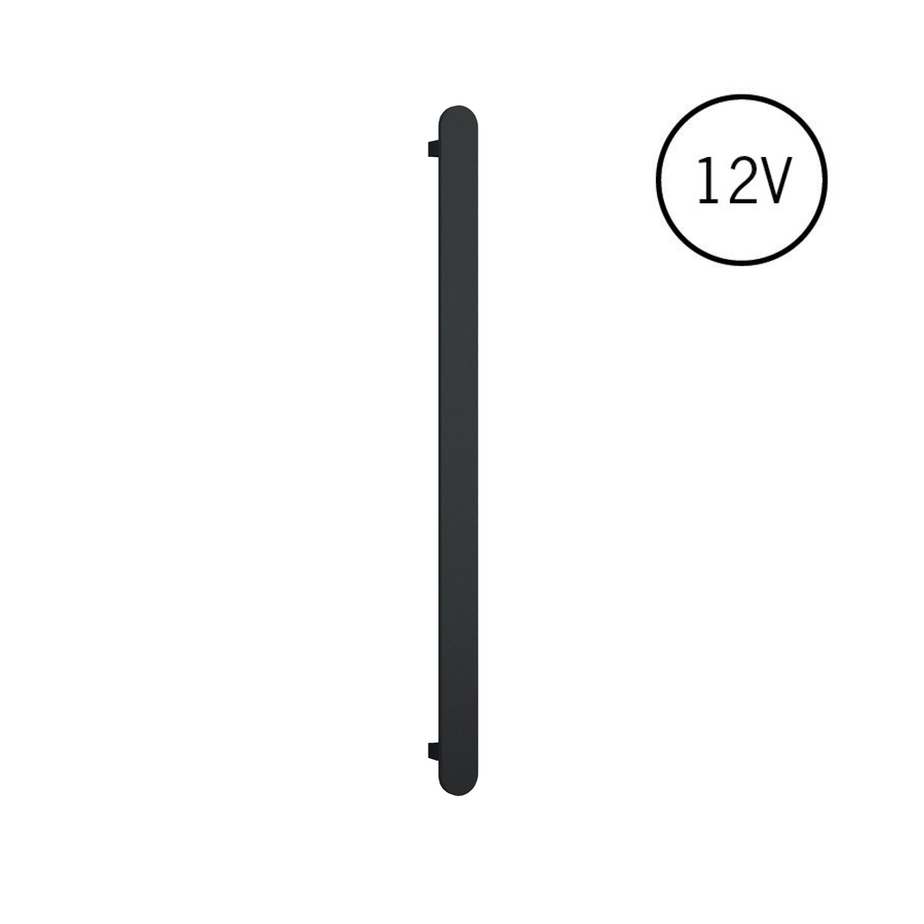 Thermogroup 12V Flat Pill Single Bar Vertical Heated Towel Rail - Matte Black