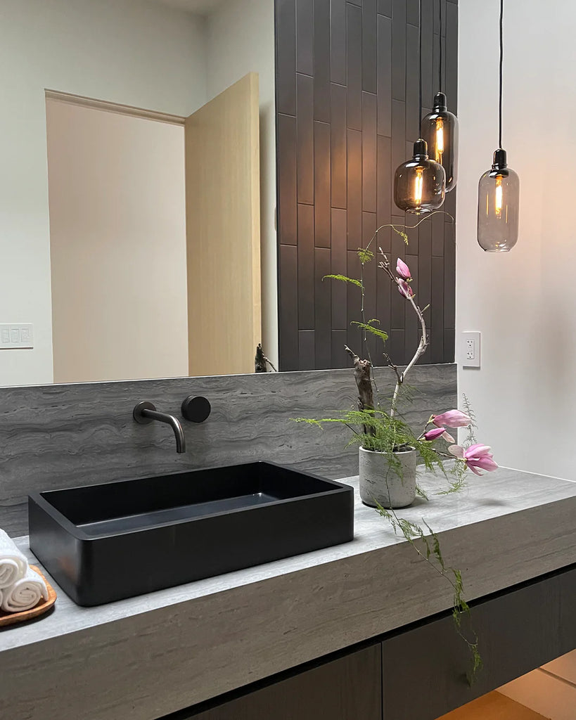 Nood Co Vesl Rectangle Basin Wall Hung - Charcoal