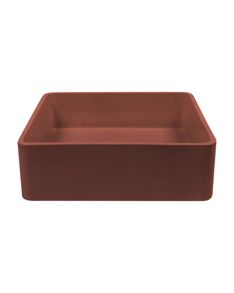 Nood Co Vesl Square Basin Wall Hung - Clay