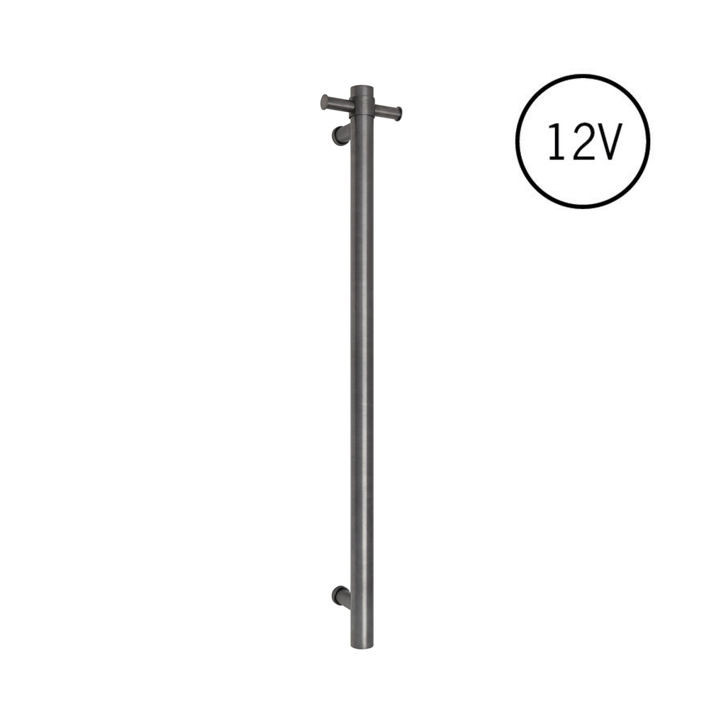 Thermogroup Round Vertical Single Heated Rail - Brushed Gun Metal
