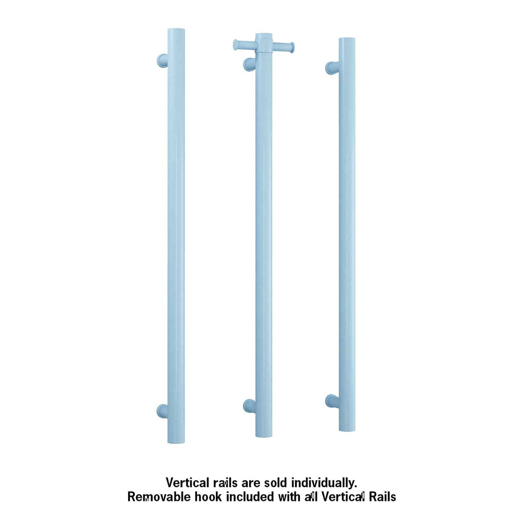 Thermogroup Straight Round Vertical Single Heated Towel Rail - Horizon Blue