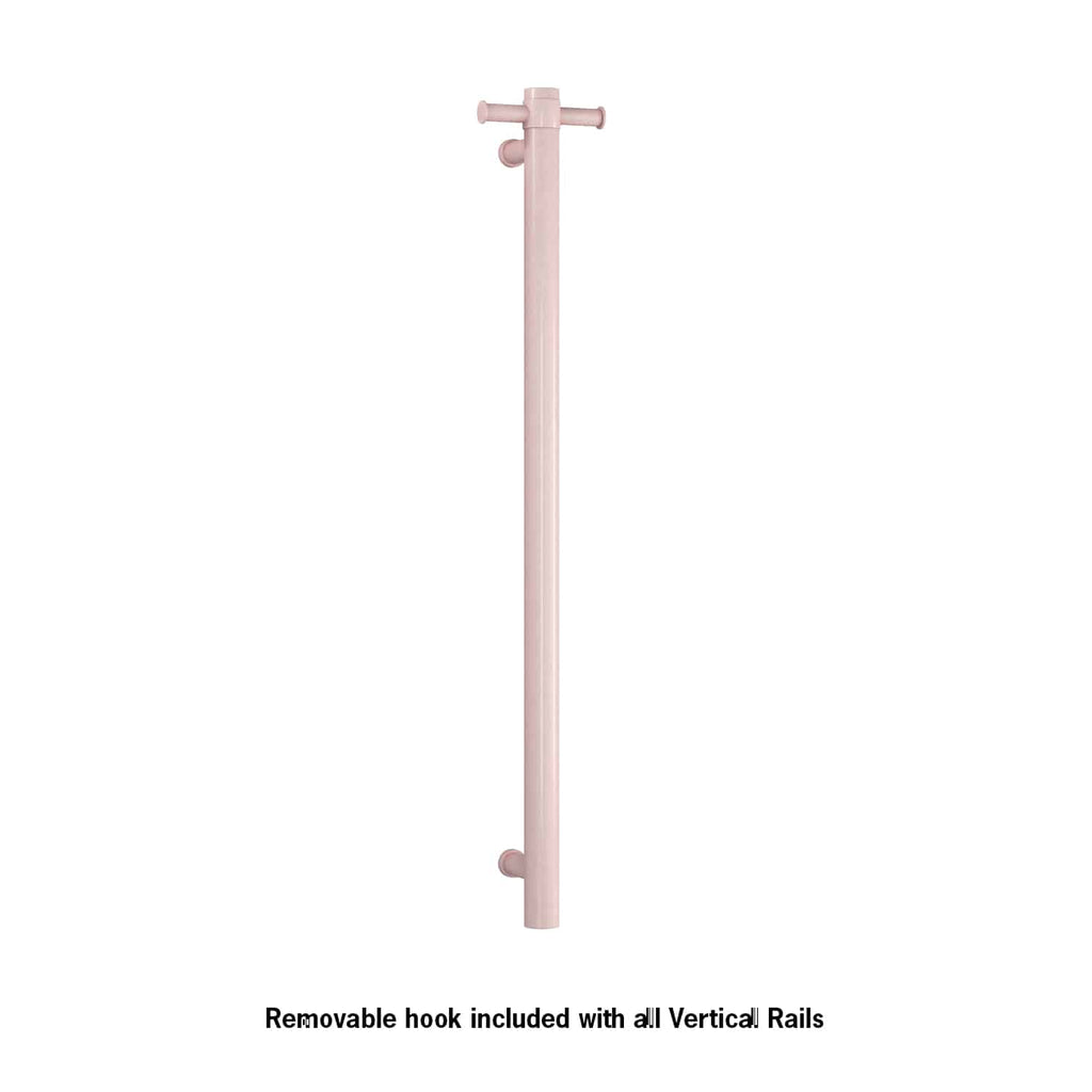 Thermogroup Straight Round Vertical Single Heated Towel Rail - Dusty Pink