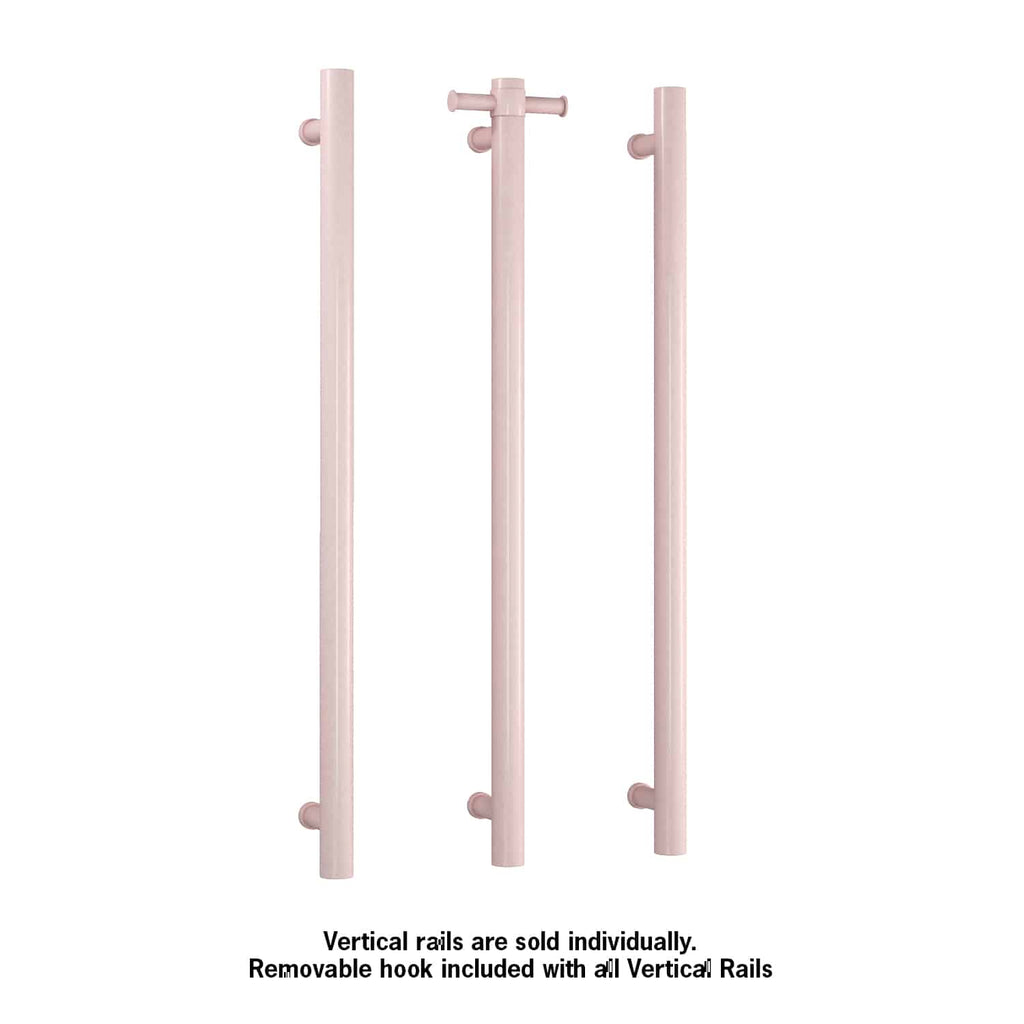 Thermogroup Straight Round Vertical Single Heated Towel Rail - Dusty Pink