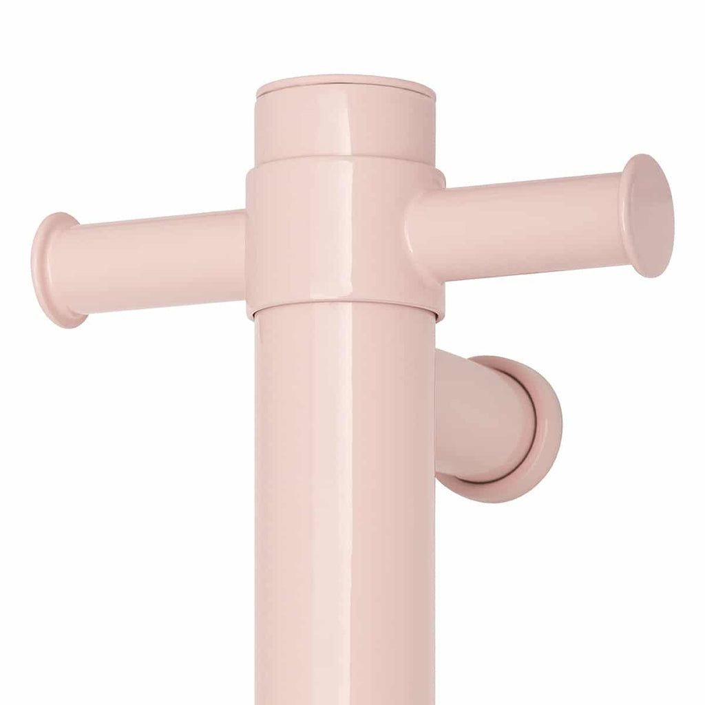 Thermogroup Straight Round Vertical Single Heated Towel Rail - Dusty Pink