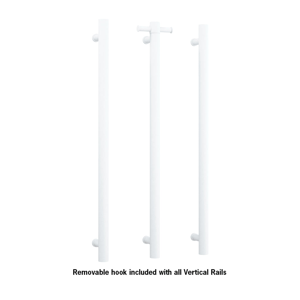 Thermogroup Straight Round Vertical Single Heated Towel Rail - Matte White