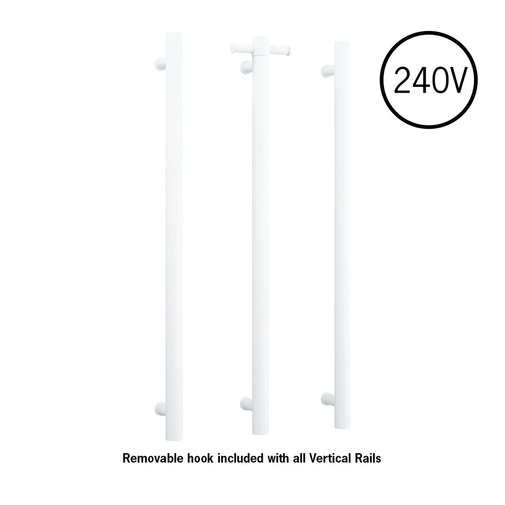 Thermogroup Round 240 Volt Vertical Single Heated Rail - Matte White